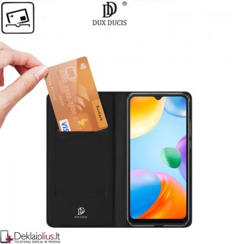 Dux Ducis dirbtinės odos viršelis - juodas (Xiaomi Redmi 10C)